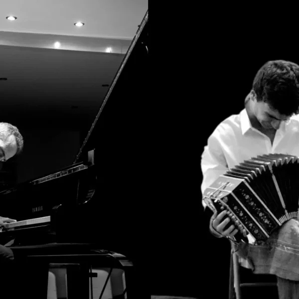 Olec Mün and Daniel Voskoboynik performing with Ruakh, photo by Maria Diez.