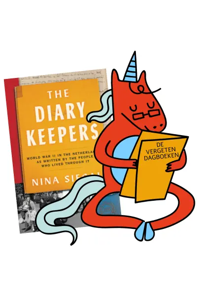 Cover of The Diary Keepers with a unicorn reading the book.