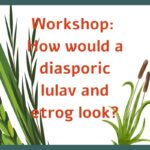 Drawing of grains and reed on flyer for Oy Vey workshop on a diasporic lulav and etrog
