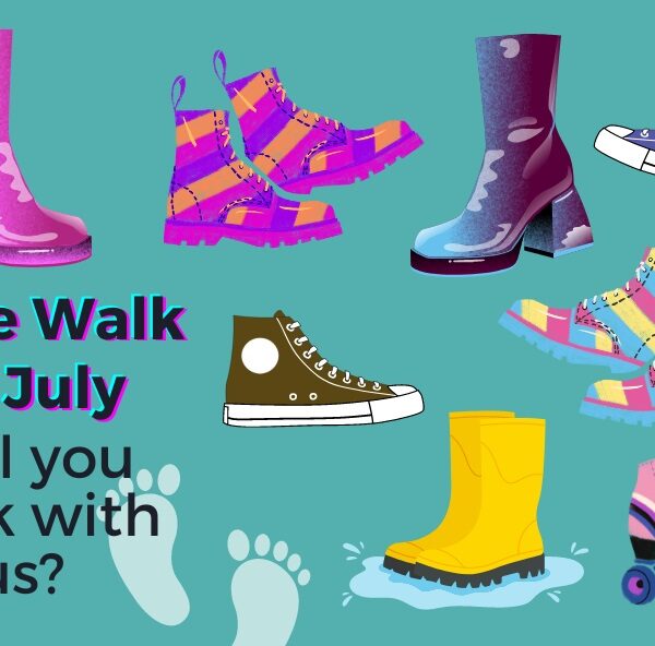 vrolijke afbeelding met kleurige schoeisels loop mee met ons in de pride walk 22 juli