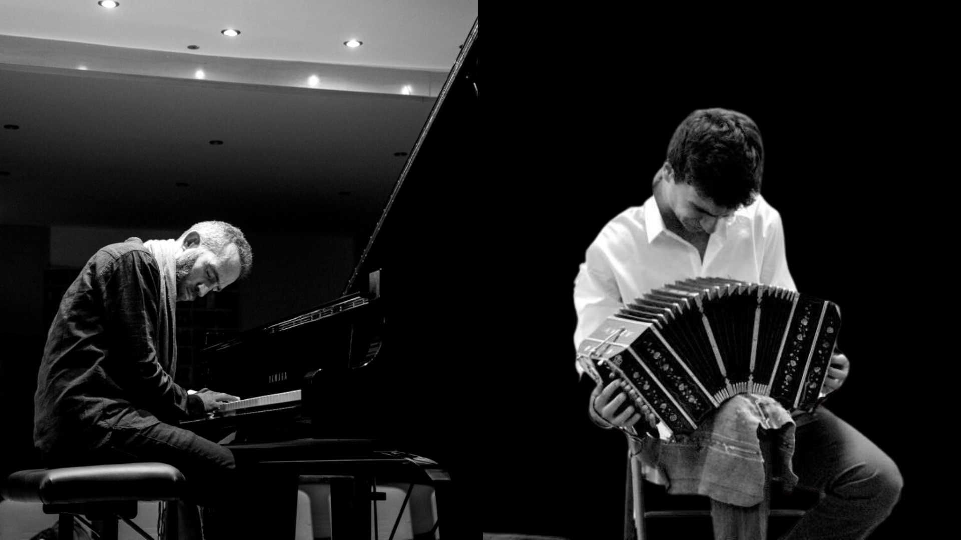 twee mannen spelen emotioneel piano en accordion op de ruakh muziek en film ervaring