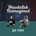 Tali on guitar and Lievnath against a backdrop of stars: Havdallah Reimagined, 30 November